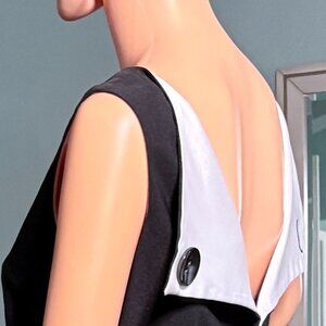 Bettie Page by Tatyana Black Circle Dress XL Open Back White Satin